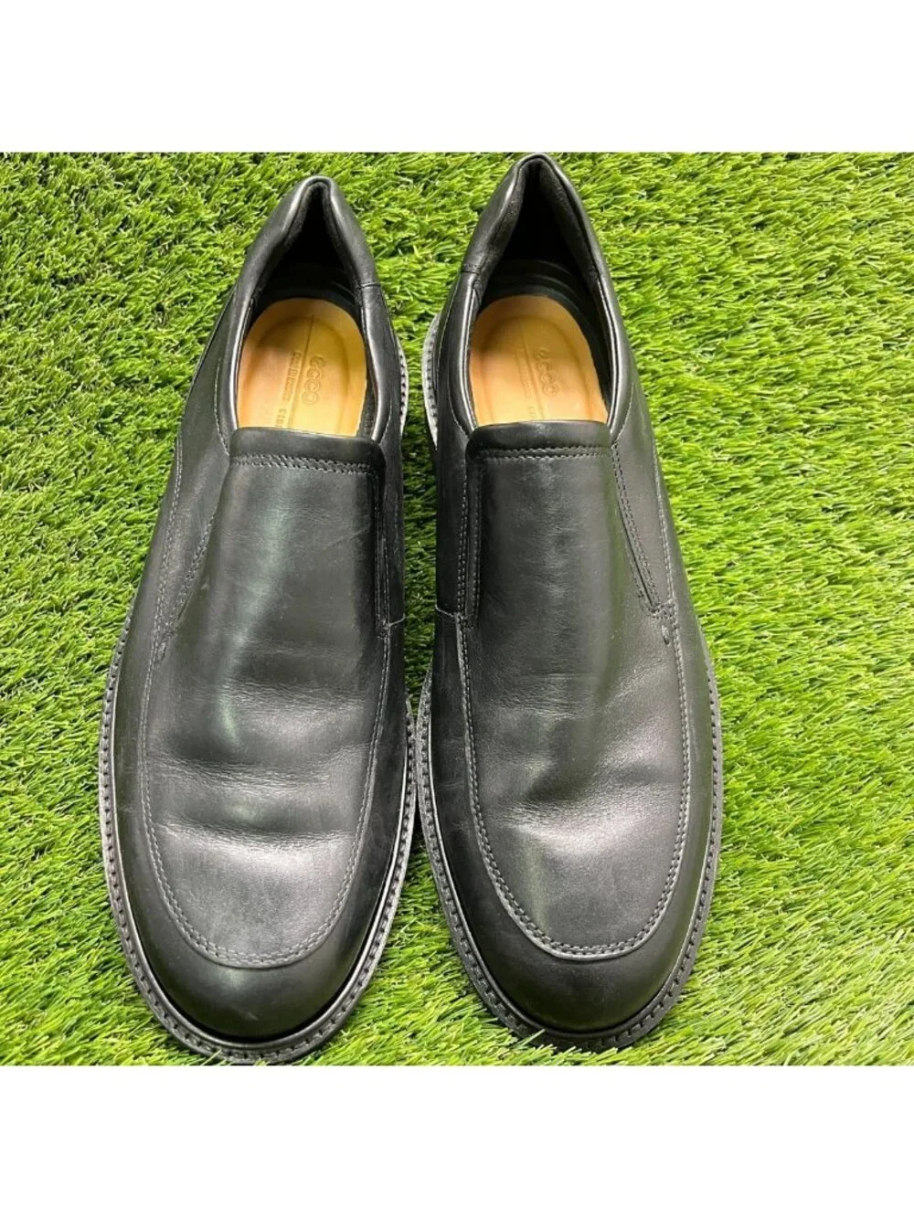 Ecco Metropole London Mens Size 12 Black Classic Leather Slip On Dress Shoes